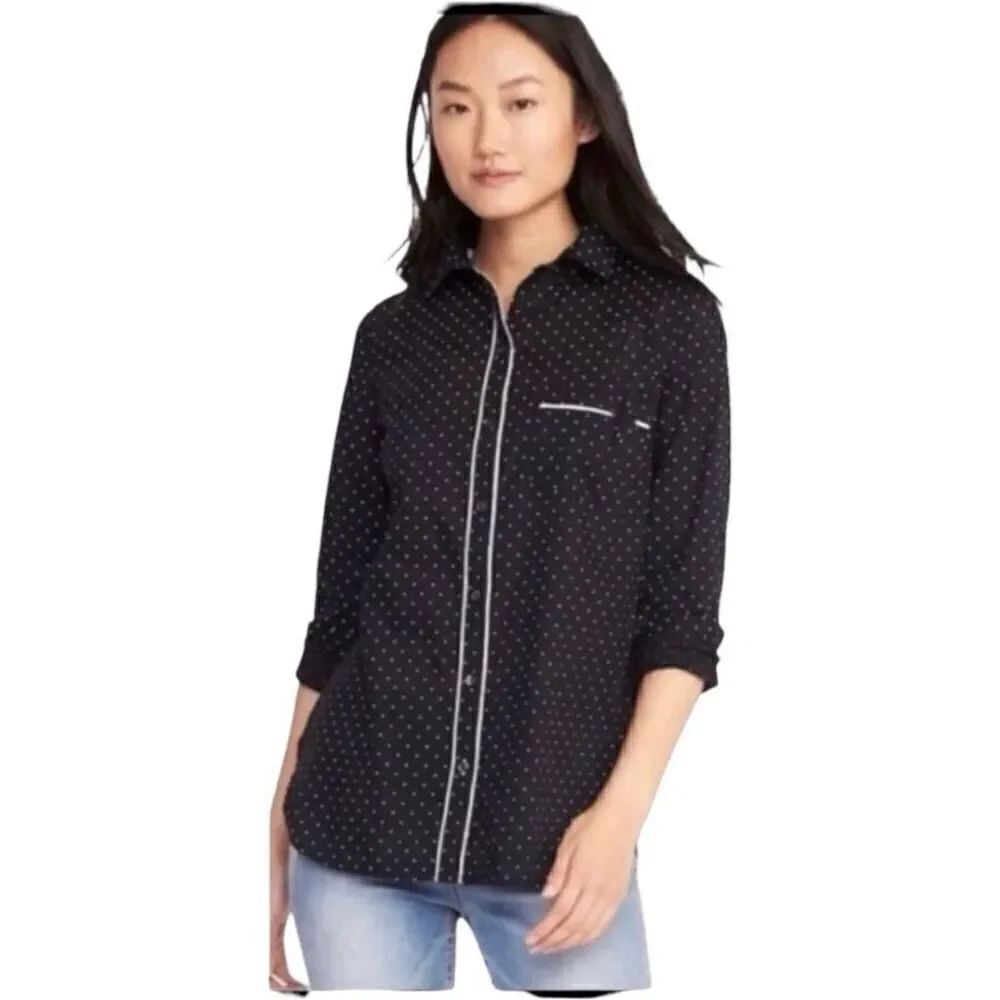 Womens Old Navy The Tunic Polkadot Button Down Shirt - Sz M